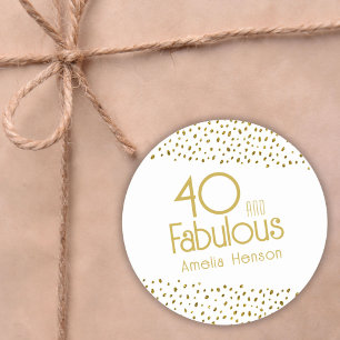 Adesivo 40 e Fabuloso aniversário de 40 anos Dourado