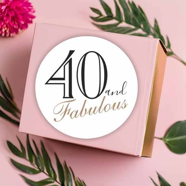 Adesivo 40 e Fabuloso Aniversário de Mulher Elegante Moder (Criador carregado)