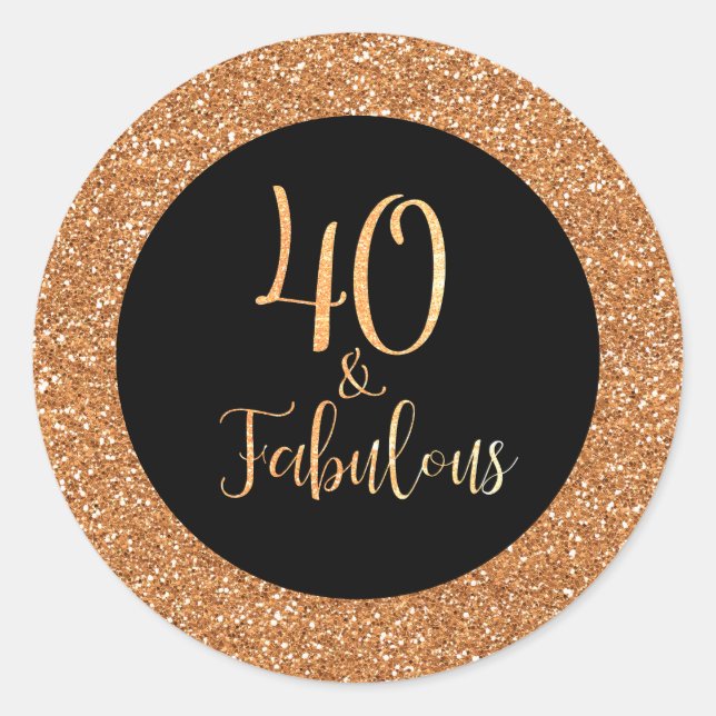 Adesivo 40 e fabuloso Aniversário, Dourado Brilhante (Frente)