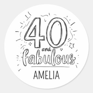 Adesivo 40 e Fabuloso Doodle Feliz Aniversário