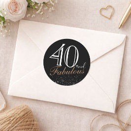 Adesivo 40 e Fabuloso Moderno Elegante Preto Aniversário
