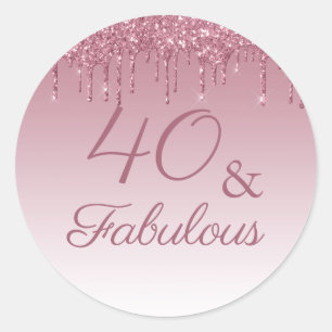 Adesivo 40 e Fabuloso Rosa de Coleta Rosa Dourada