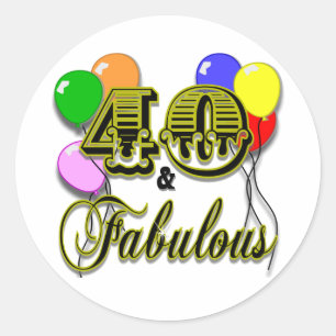 Adesivo 40 e presentes e roupa fabulosos de aniversário