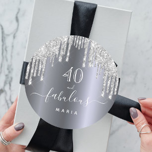 Adesivo 40 fabulosos aniversários cintilação prateada