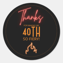 40 & Fiery Neon Favor de agradecimento de 40º aniv