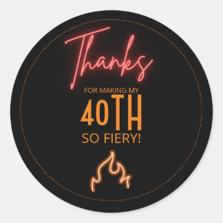 Adesivo 40 & Fiery Neon Favor de agradecimento de 40º aniv