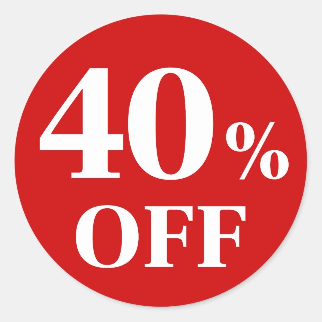 Adesivo 40% OFF Red Background Classic Round Sticker (Frente)