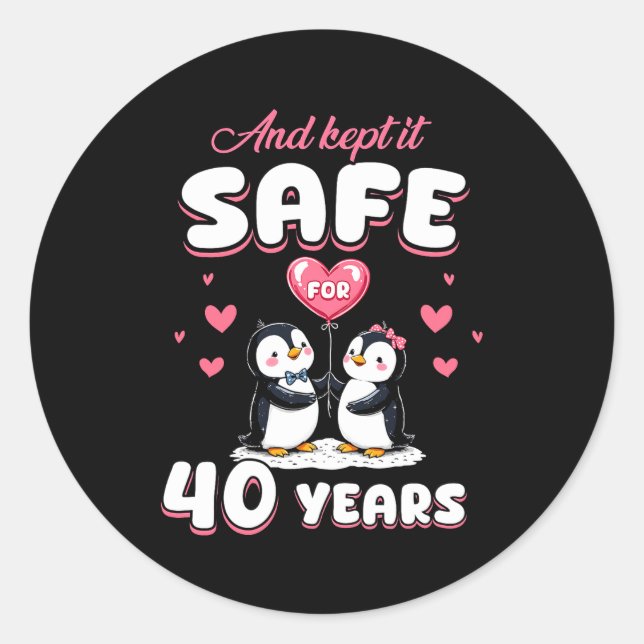 Adesivo 40 Years Wedding Anniversary Penguin Couples Match (Frente)