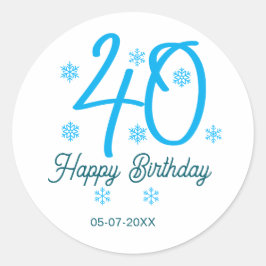 Adesivo 40th birthday add name date year blue template