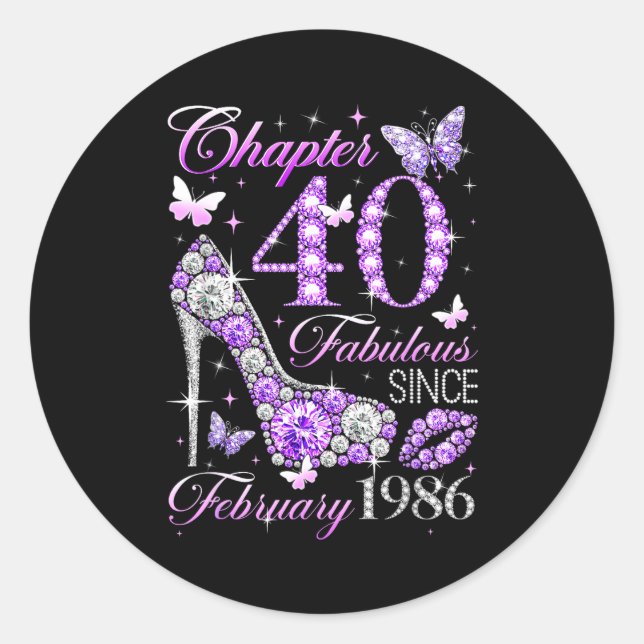 Adesivo 40th Birthday Queen Chapter 40 Fabulous Since 1986 (Frente)