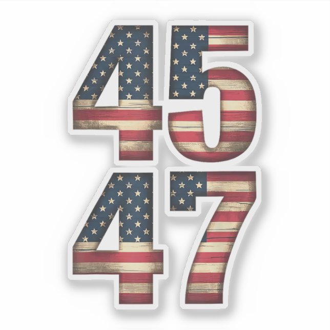 Adesivo 45 47 Donald Trump 2025 American USA Flag (Frente)