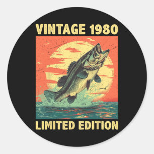 Adesivo 45 anos Presente 1980 Pesca Pescador Peixes 45