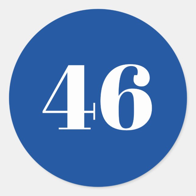 Adesivo 46 Biden Presidente azul número branco botão moder (Frente)
