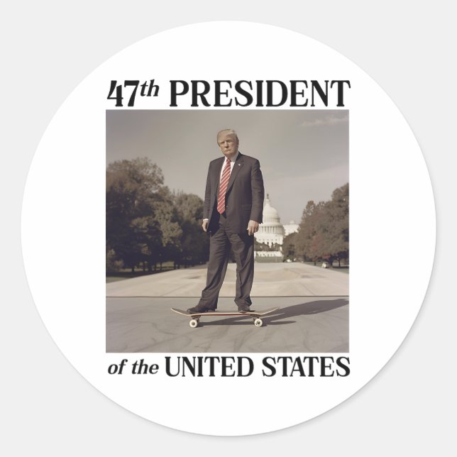 Adesivo 47º Presidente Donald Trump no skate (Frente)