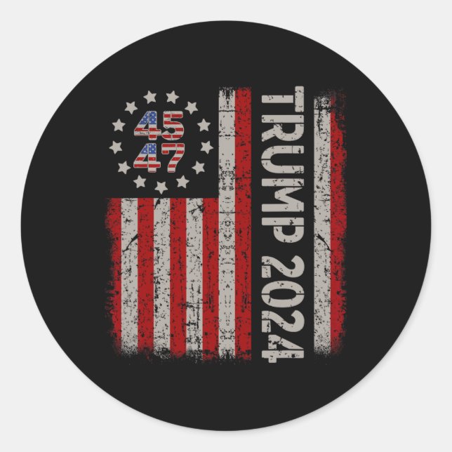 Adesivo 47 Trump 2024 American Flag (no verso) (Frente)