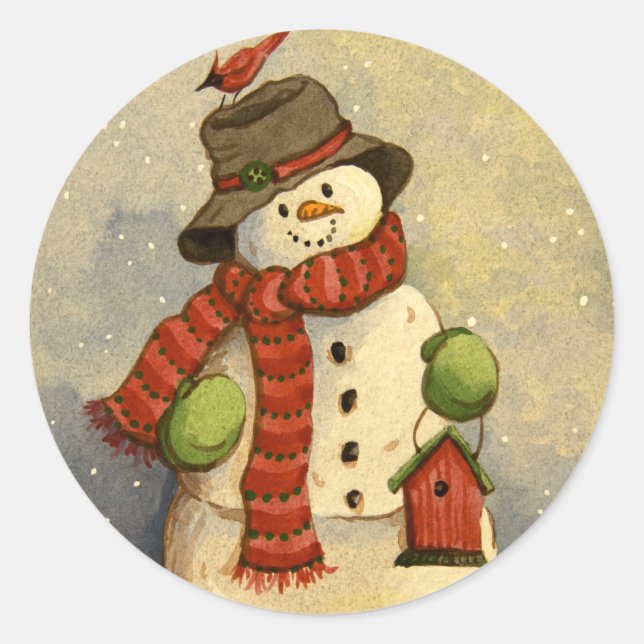 Adesivo 4905 Snowman e Birdhouse Natal (Frente)
