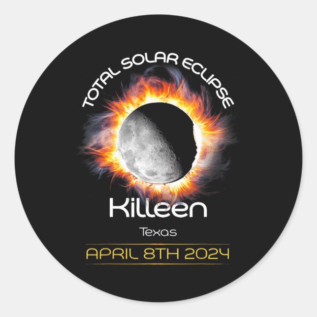 Adesivo 4.08.24 Eclipse Solar Total 2024 Killeen Texas (Frente)