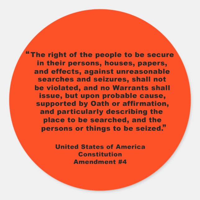 Adesivo 4.a alteração sobre Camisetas, Chaveiros, Mugs (Frente)