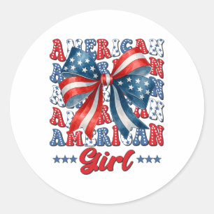 Adesivo 4 de Julho American Girl Coquette Bandeira dos EUA
