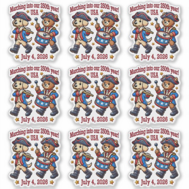 Adesivo 4 de julho Aniversário de 250 anos Semiquincentená (Frente)