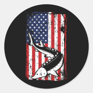 Adesivo 4 De Julho Bandeira Americana Pesca De Esturjão Pa