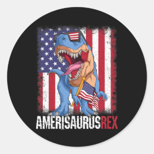 Adesivo 4 De Julho Bandeira Americana Usa Dino Amerisaurus