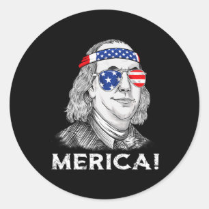 Adesivo 4 De Julho Ben Franklin Merica USA Boys Girls Kid