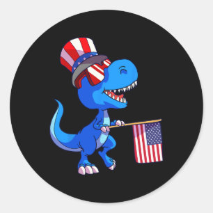 Adesivo 4 De Julho Camisa Bandeira Dos Eua Dino Crianças P