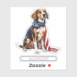 Adesivo 4 de julho Cão Patriótico de Caça Personalizado