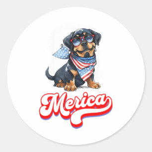 Adesivo 4 de julho Cão Patriótico Rottweiler Merica