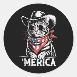 Adesivo 4 De Julho Cat Cowboy Merica Kitten Patriot Boys
