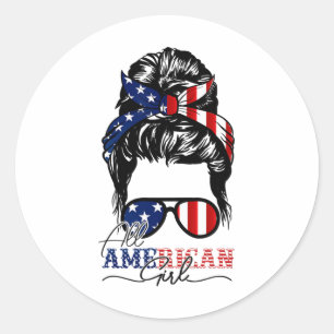 Adesivo 4 De Julho Coque Desgrenhado Garotas All American