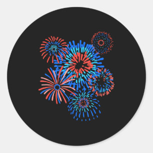 Adesivo 4 de julho de fogos de artifício em aquarela patri