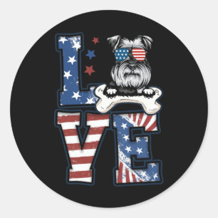 Adesivo 4 De Julho Decor Patriotic Love Schnauzer Dog Usa