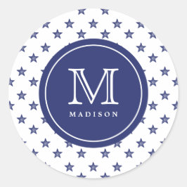 Adesivo 4 De Julho Estrelas Blue Monograma Name Sticker
