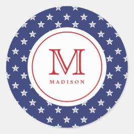 Adesivo 4 De Julho Estrelas Blue Red Monograma Party Stick