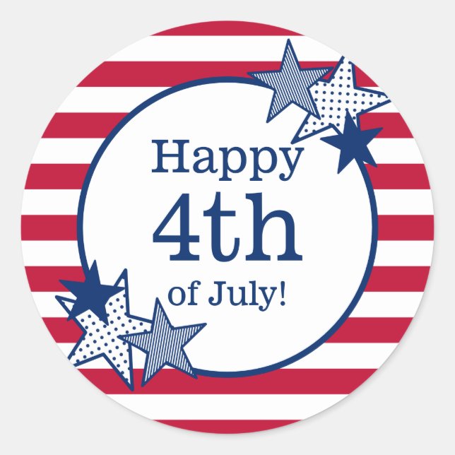 Adesivo 4 de julho Estrelas e Stripes Moderno Patriótico (Frente)
