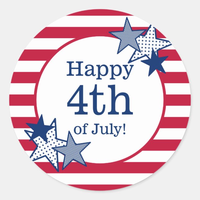 Adesivo 4 de julho Estrelas e Stripes Moderno Patriótico (Frente)