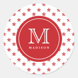 Adesivo 4 De Julho Estrelas Red Monograma Name Sticker