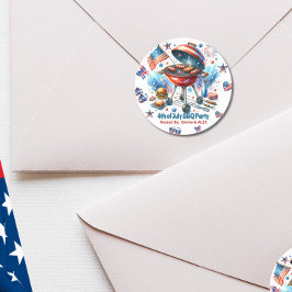 Adesivo 4 de julho Festa de Churrasco da Reunião Familiar 