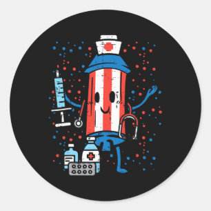 Adesivo 4 de julho Firecracker Enfermeiro Funny America Sc