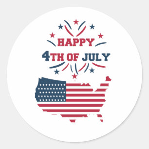 Adesivo 4 de julho Fireworks EUA Red White Flag  