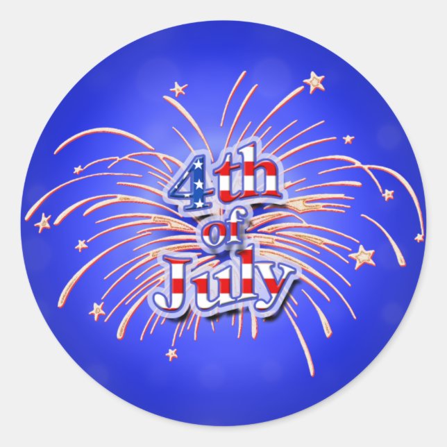 Adesivo 4 de julho Fireworks Round Sticker (Frente)