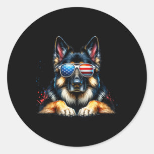 Adesivo 4 de julho Fla German shepherd Americana Patriótic