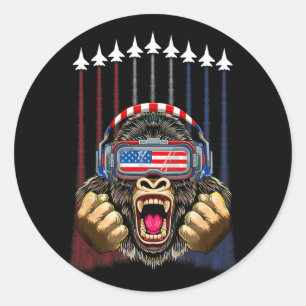 Adesivo 4 De Julho Gorilla Lover Usa American Flag Patrio