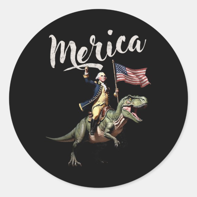 Adesivo 4 De Julho Merica George Washington Dirigindo Um D (Frente)