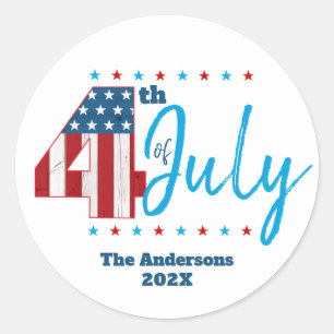 Adesivo 4 de julho Modern Bold Red White Blue Bandeira EUA