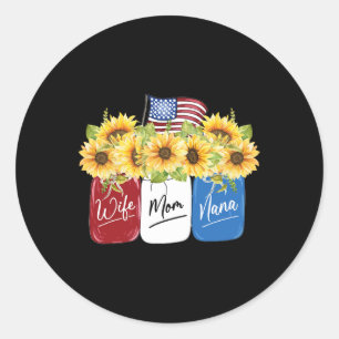 Adesivo 4 De Julho Mulher Mãe Nana Sunflower Com Americana