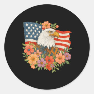 Adesivo 4 De Julho Patriótico Bordado Floral Americano F