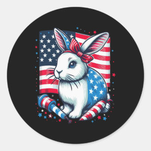 Adesivo 4 De Julho Patriótico Bunny Eua American Flag Rabb